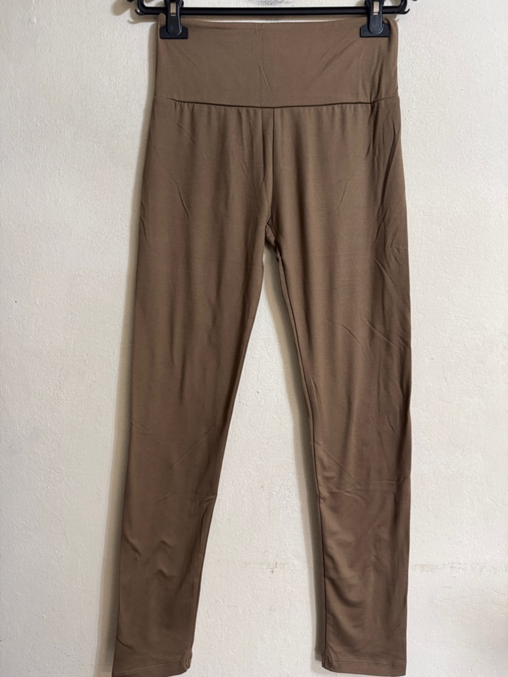 High-Waist Brown Stretch Leggings Size M New